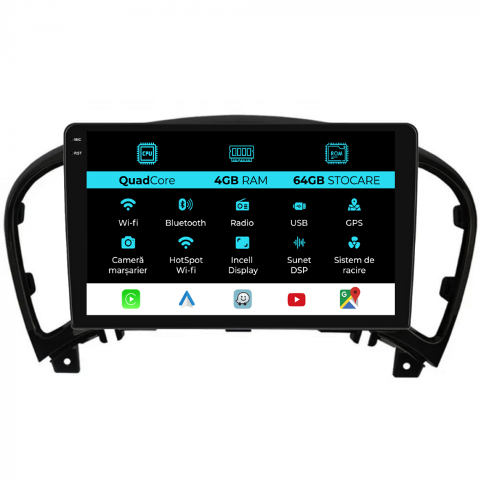 Navigatie Dedicata Nissan Juke (2010-2017),QuadCore, 9Inch, 4Gb Ram, 64Gb Stocare, Carplay [1]