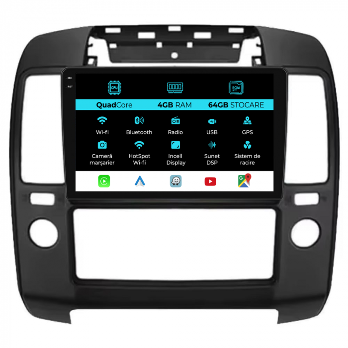 Navigatie Dedicata Nissan Navara (2004-2010),QuadCore, 9Inch, 4Gb Ram, 64Gb Stocare, Carplay [1]