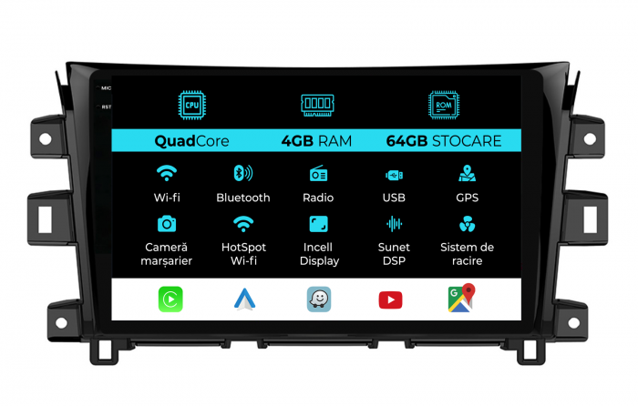 Navigatie Dedicata Nissan Navara (2015-2022),QuadCore, 10Inch, 4Gb Ram, 64Gb Stocare, Carplay [1]