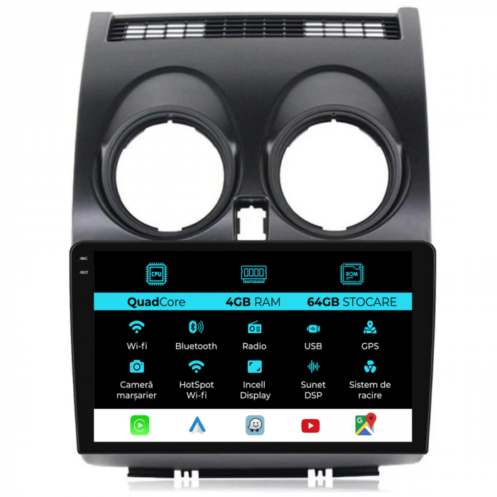 Navigatie Dedicata Nissan Qashqai J10 (2007-2013),QuadCore, 9Inch, 4Gb Ram, 64Gb Stocare, Carplay [1]