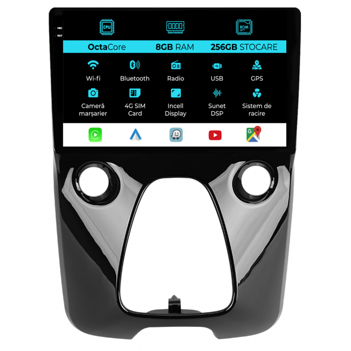 Navigatie Dedicata Peugeot 10/Citroen C1/Toyota Aygo (2014 - 2022), 9Inch, 8Gb Ram, 256Gb Stocare, Carplay [1]