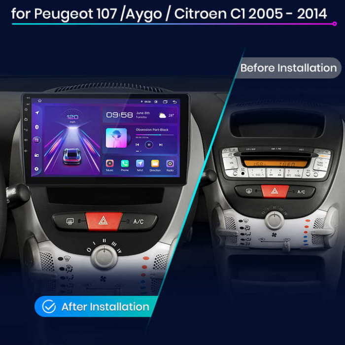 Navigatie Dedicata Peugeot 107/Citroen C1/Toyota Aygo (2005 - 2015),10Inch, 4Gb Ram, 64Gb Stocare, Carplay [7]