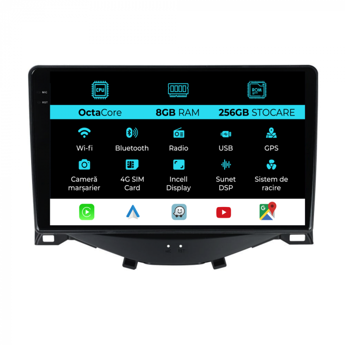 Navigatie Dedicata Peugeot 108/Citroen C1/Toyota Aygo (2014 - 2022), 9Inch, 8Gb Ram, 256Gb Stocare, Carplay [1]