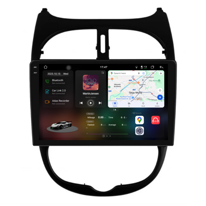 Navigatie Dedicata Peugeot 206 (2001-2008), 2K, 12Gb Ram, 256Gb Stocare, Carplay [1]