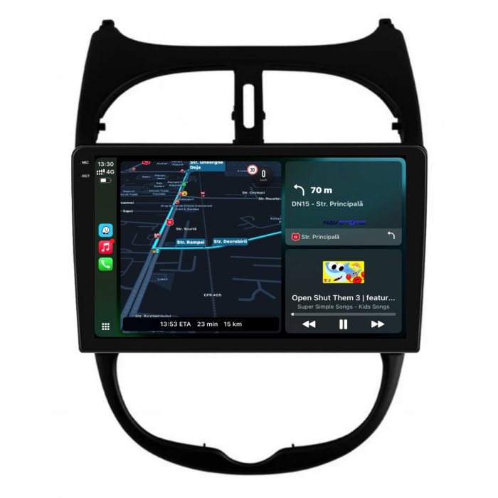 Navigatie Dedicata Peugeot 206 (2001-2008),QuadCore, 9Inch, 4Gb Ram, 64Gb Stocare, Carplay [2]