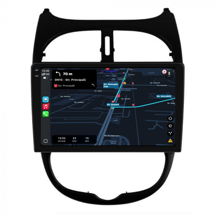 Navigatie Dedicata Peugeot 206 (2001-2008),QuadCore, 9Inch, 4Gb Ram, 64Gb Stocare, Carplay [3]