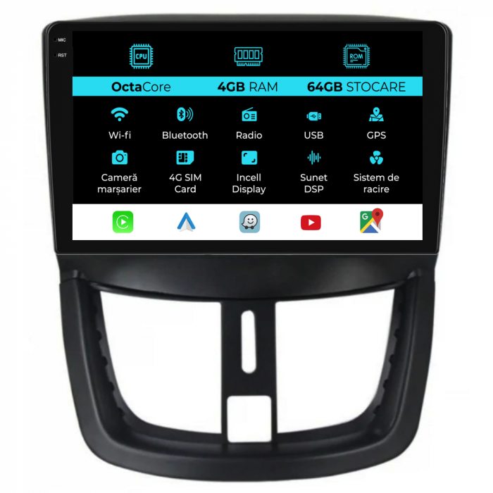 Navigatie Dedicata Peugeot 207 (2006-2015), 9Inch, 4Gb Ram, 64Gb Stocare, Carplay [1]