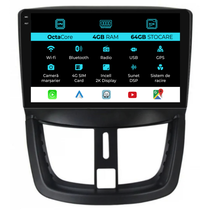 Navigatie Dedicata Peugeot 207 (2006-2015), 2K, 4Gb Ram, 64Gb Stocare, Carplay [1]