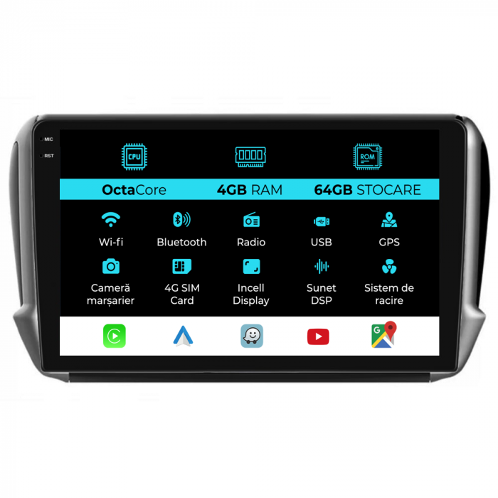 Navigatie Dedicata Peugeot 208/2008 (2013-2018), 10Inch, 4Gb Ram, 64Gb Stocare, Carplay [1]