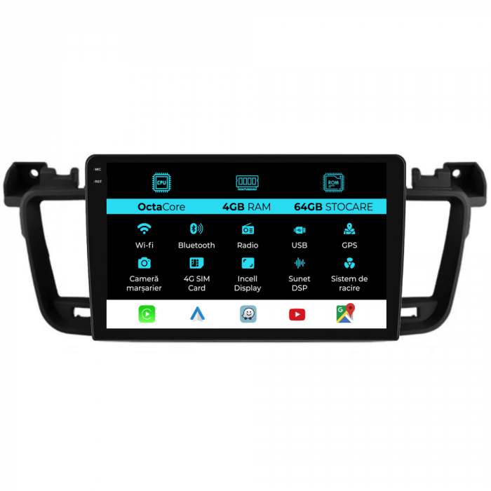 Navigatie Dedicata Peugeot 508 (2010-2018), 9Inch, 4Gb Ram, 64Gb Stocare, Carplay [1]