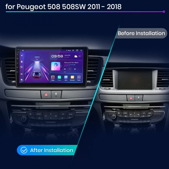 Navigatie Dedicata Peugeot 508 (2010-2018), 9Inch, 6Gb Ram, 128Gb Stocare, Carplay [7]