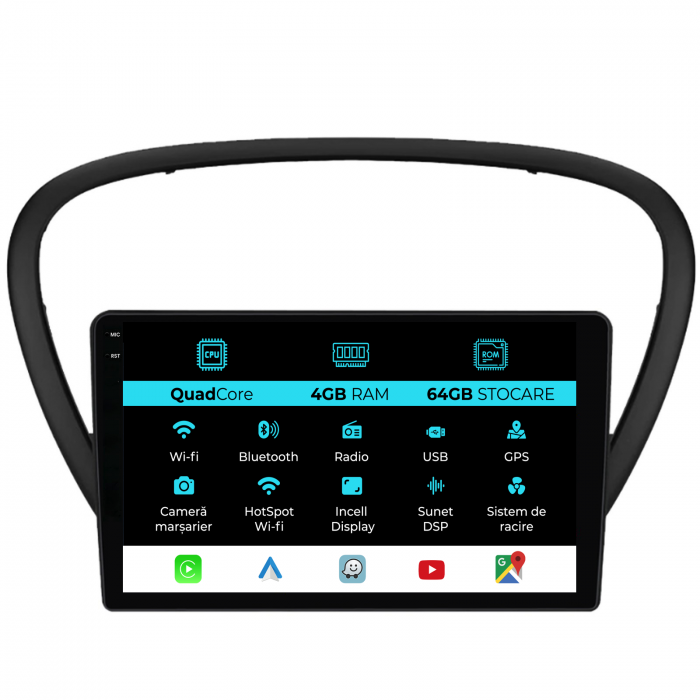 Navigatie Dedicata Peugeot 607 (2004-2011),QuadCore, 9Inch, 4Gb Ram, 64Gb Stocare, Carplay [1]