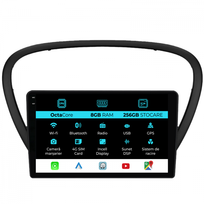 Navigatie Dedicata Peugeot 607 (2004-2011), 9Inch, 8Gb Ram, 256Gb Stocare, Carplay [1]