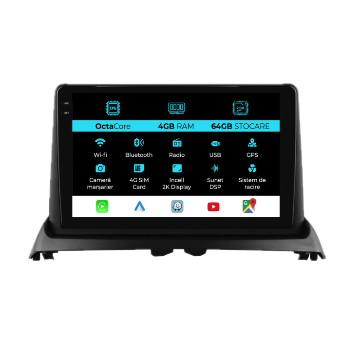 Navigatie Dedicata Renault Clio 2 (1998-2012), 9Inch, 4Gb Ram, 64Gb Stocare, Carplay [1]