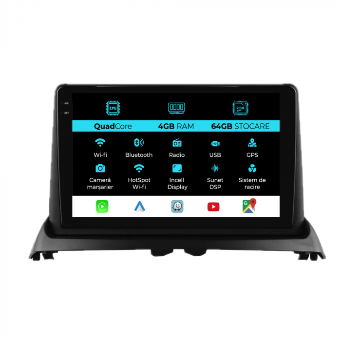 Navigatie Dedicata Renault Clio 2 (1998-2012),QuadCore, 9Inch, 4Gb Ram, 64Gb Stocare, Carplay [1]