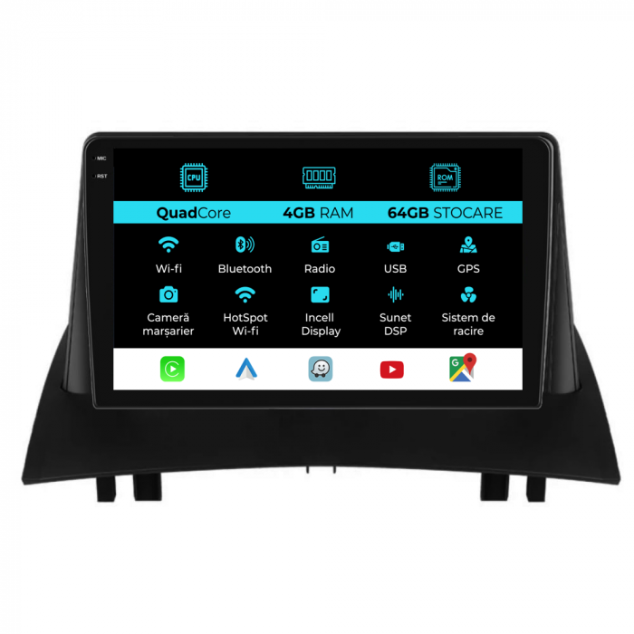 Navigatie Dedicata Renault Megane 2 (2002-2009),QuadCore, 9 Inch, 4Gb Ram, 64Gb stocare, Carplay [1]