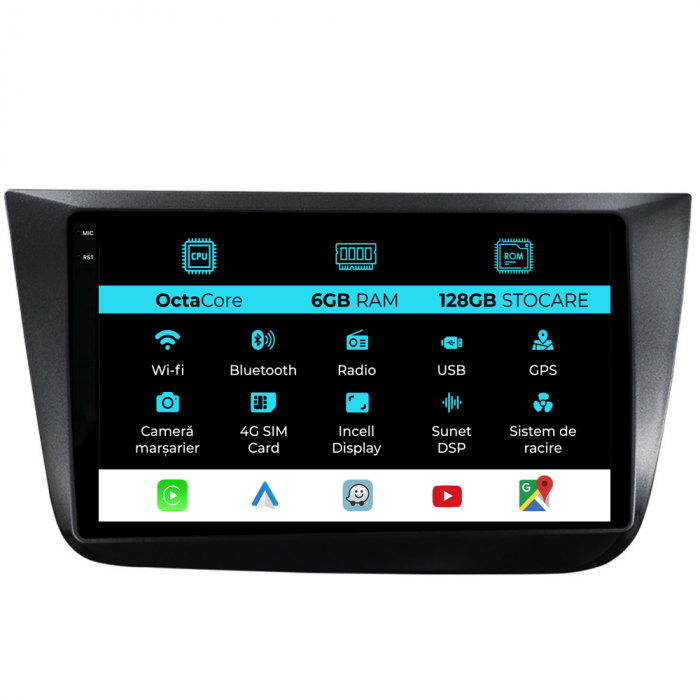 Navigatie Dedicata Seat Altea (2004-2015), 9 Inch, 6Gb Ram, 128Gb stocare, Carplay [1]
