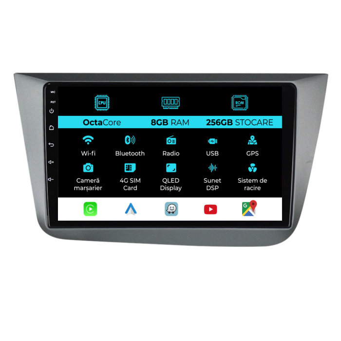 Navigatie Dedicata Seat Altea (2004 - 2015), 9 Inch, 8Gb Ram, 256Gb stocare, Carplay [1]