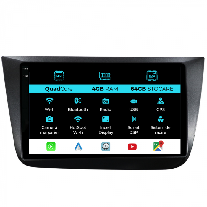 Navigatie Dedicata Seat Altea (2004-2015),QuadCore, 9 Inch, 4Gb Ram, 64Gb stocare, Carplay [1]