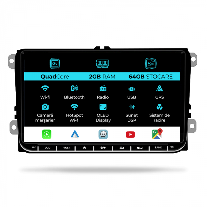 Navigatie Dedicata Seat, Android, 9Inch, 2Gb Ram, 64Gb stocare, Bluetooth, WiFi, Apple Carplay/Android Auto [1]