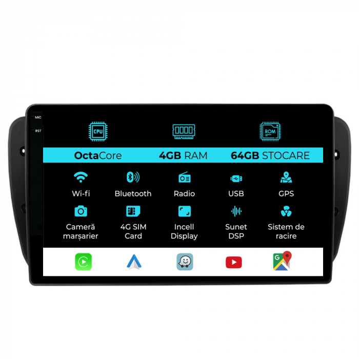 Navigatie Dedicata Seat Ibiza (2008-2016), 9Inch 4Gb Ram, 64Gb Stocare, Carplay [1]