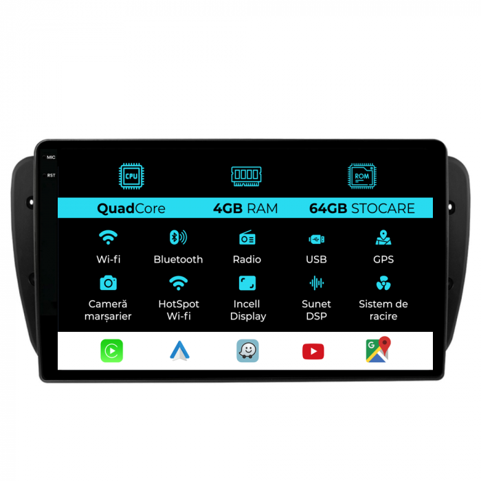 Navigatie Dedicata Seat Ibiza (2008-2016),QuadCore, 9Inch 4Gb Ram, 64Gb Stocare, Carplay [1]