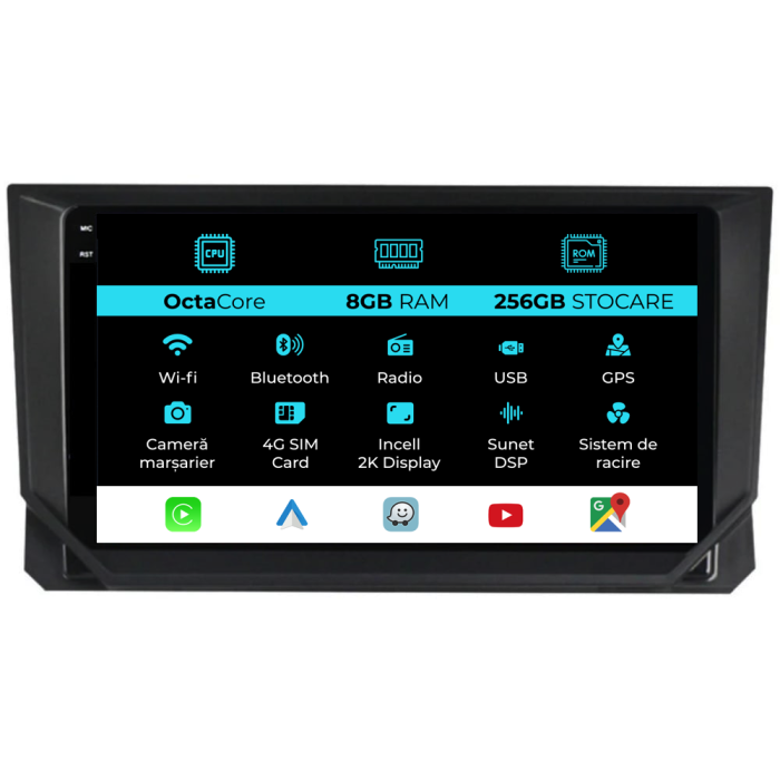 Navigatie Dedicata Seat Ibiza (2017 - 2025), 2K, 8Gb Ram, 256Gb Stocare, Carplay [1]