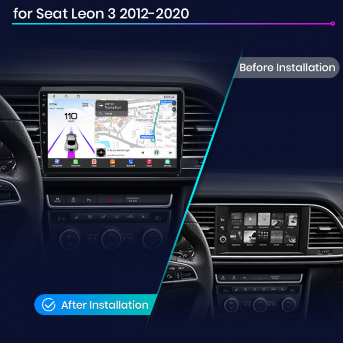 Navigatie Dedicata Seat Leon 3 (2013-2020), 9 Inch, 2Gb Ram, 64Gb stocare, Carplay [7]