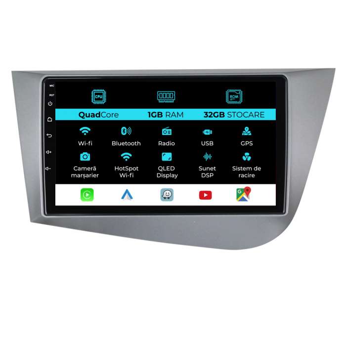 Navigatie Dedicata Seat Leon Mk2 (2005-2012), 9Inch, 1Gb Ram, 32Gb Stocare, Carplay [1]