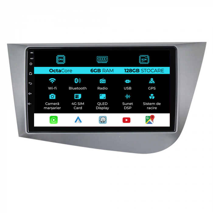 Navigatie Dedicata Seat Leon Mk2 (2005-2012), 9Inch, 6Gb Ram, 128Gb Stocare, Carplay [1]