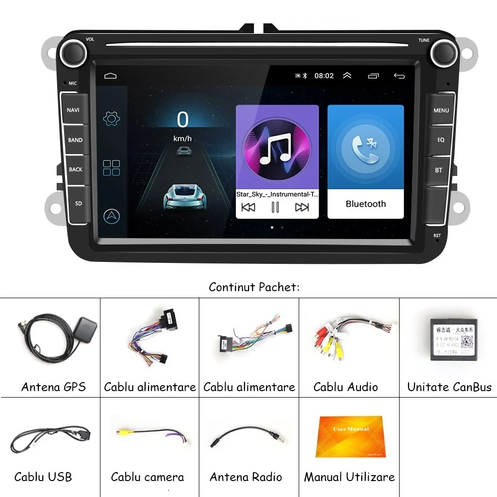 Navigatie Dedicata Volkswagen, 8Inch,2Gb Ram, 64Gb stocare, Carplay [7]