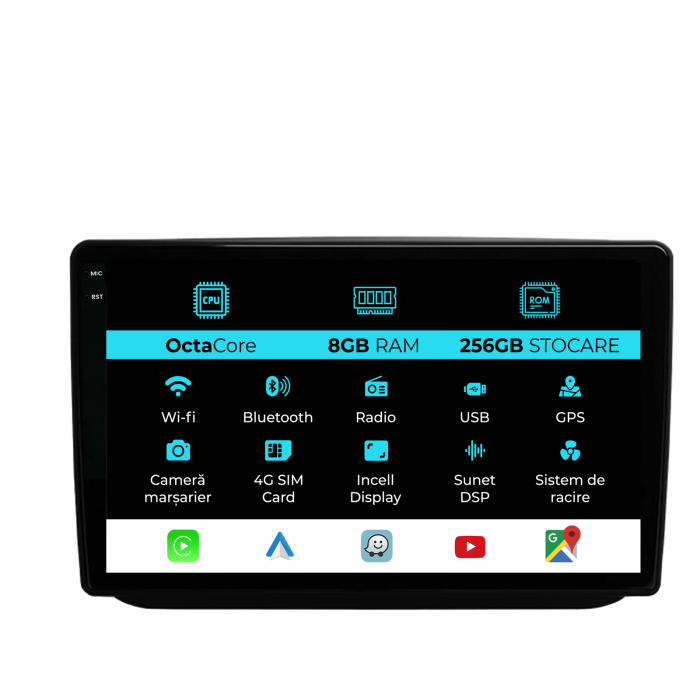 Navigatie Dedicata Skoda Fabia (2007-2014), 10Inch, 8Gb Ram, 256Gb Stocare, Carplay [1]