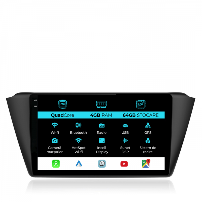 Navigatie Dedicata Skoda Fabia (2014-2019),QuadCore, 9Inch, 4Gb Ram, 64Gb Stocare, Carplay [1]