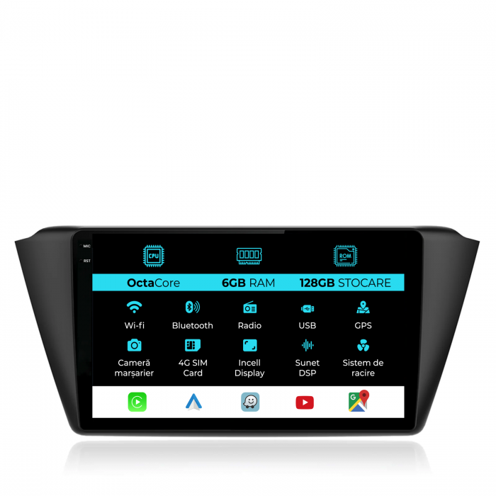 Navigatie Dedicata Skoda Fabia (2014-2019), Incell 9Inch, 6Gb Ram, 128Gb Stocare, Carplay [1]