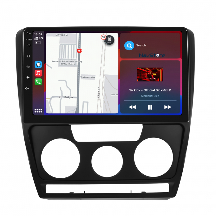 Navigatie Dedicata Skoda Octavia 2 (2004 - 2013), 10Inch, 8Gb Ram, 256Gb Stocare, Carplay [3]