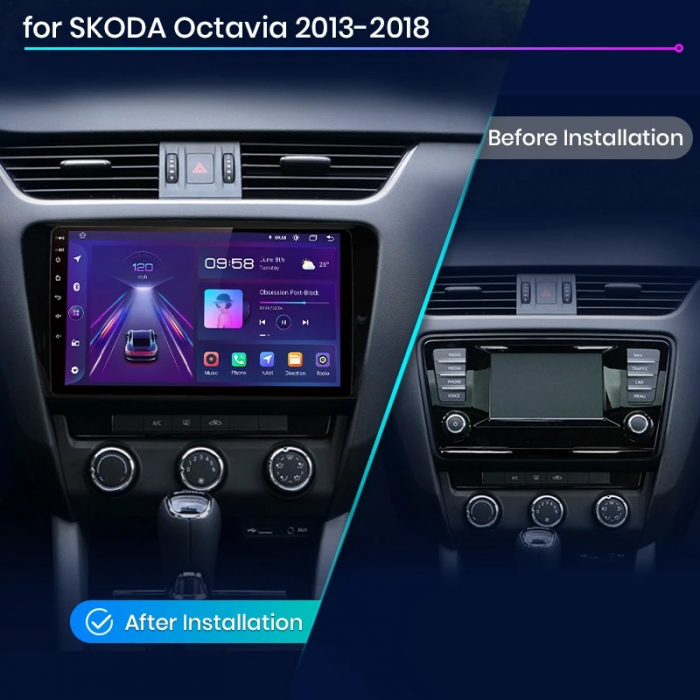 Navigatie Android Dedicata Skoda Octavia 3 (2013 - 2018) 10 Inch, 2Gb Ram, 64Gb stocare, Carplay [8]