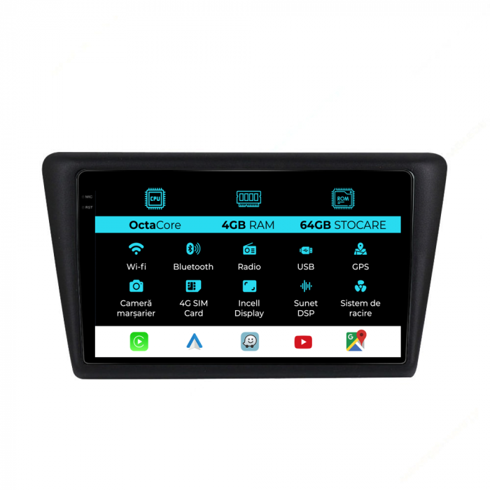 Navigatie Dedicata Skoda Rapid (2011-2019), 9Inch, 4Gb Ram, 64Gb Stocare, Carplay [1]