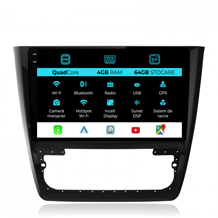 Navigatie Dedicata Skoda Yeti (2009-2017),QuadCore, 10Inch, 4Gb Ram, 64Gb Stocare, Carplay [1]