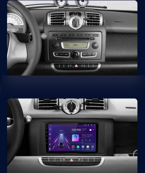 Navigatie Dedicata Smart For Two (2005-2010) For Four (2005-2010), 9 Inch, 2Gb Ram, 64Gb stocare, Carplay [6]