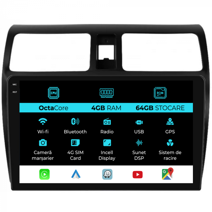 Navigatie Dedicata Suzuki Swift (2003-2010), 10Inch, 4Gb Ram, 64Gb Stocare, Carplay [1]