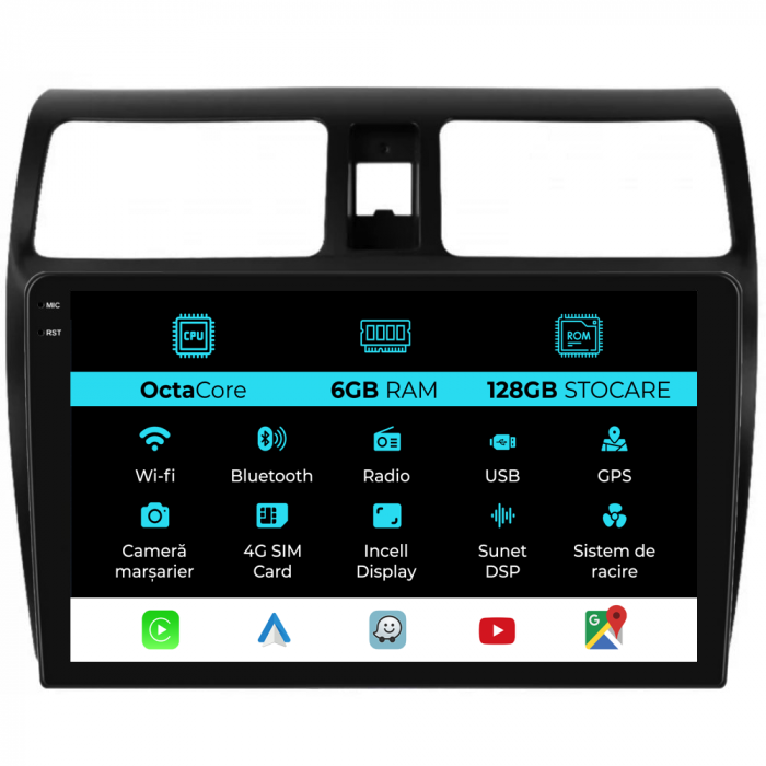 Navigatie Dedicata Suzuki Swift (2003-2010), 10Inch, 6Gb Ram, 128Gb Stocare, Carplay [1]