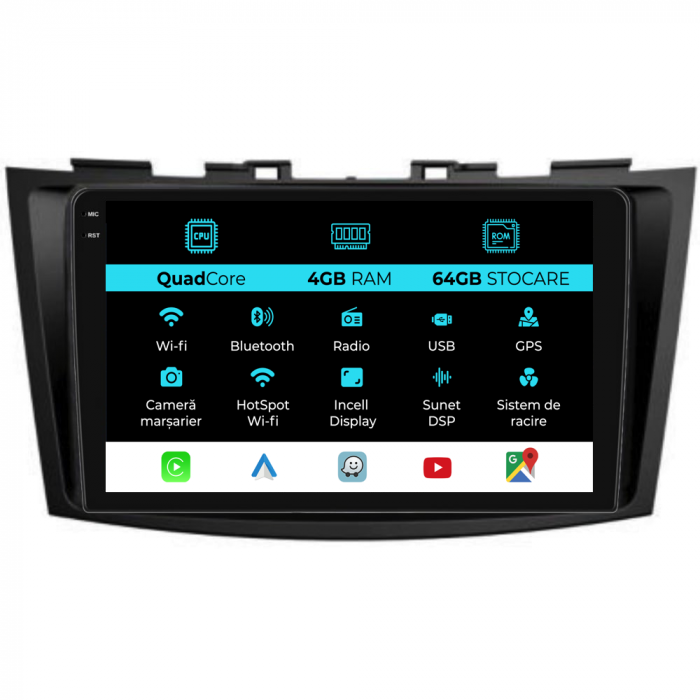 Navigatie Dedicata Suzuki Swift (2010-2017),QuadCore, 9Inch, 4Gb Ram, 64Gb Stocare, Carplay [1]