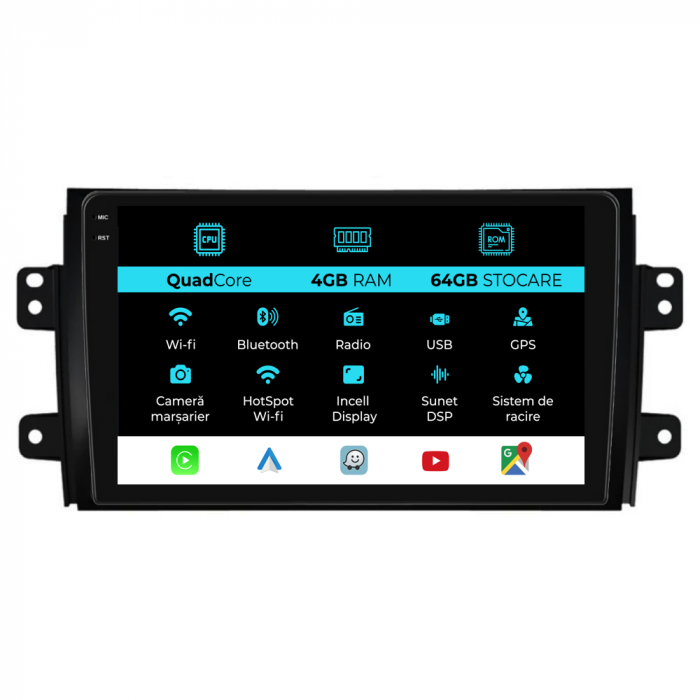 Navigatie Dedicata Suzuki SX4 (2006-2012),QuadCore, 9Inch 4Gb Ram, 64Gb Stocare, Carplay [1]