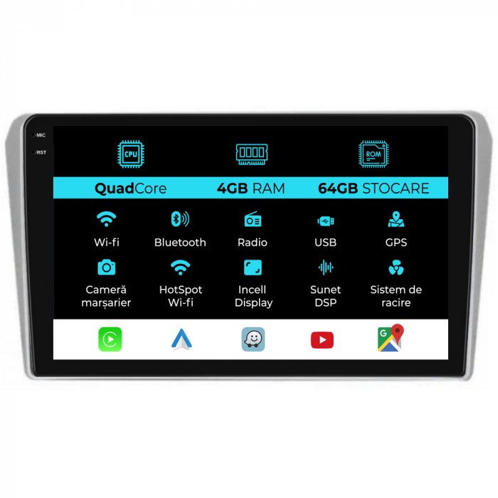 Navigatie Dedicata Toyota Avensis (2002-2008),QuadCore, 9 Inch, 4Gb Ram, 64Gb stocare, Carplay [1]