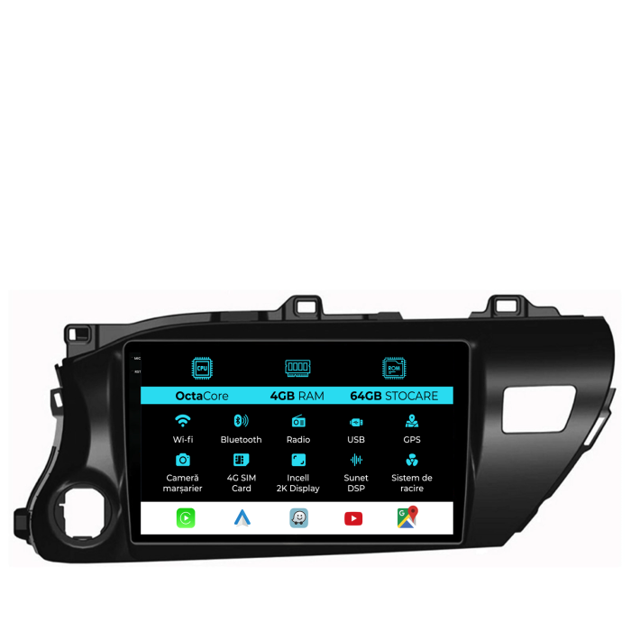 Navigatie Dedicata Toyota Hilux 2015+, 2K, 4Gb Ram, 64Gb Stocare, Carplay [1]