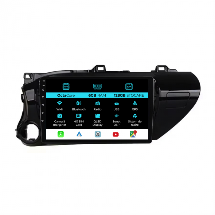 Navigatie Dedicata Toyota Hilux 2015+, 10Inch, 6Gb Ram, 128Gb Stocare, Carplay [1]
