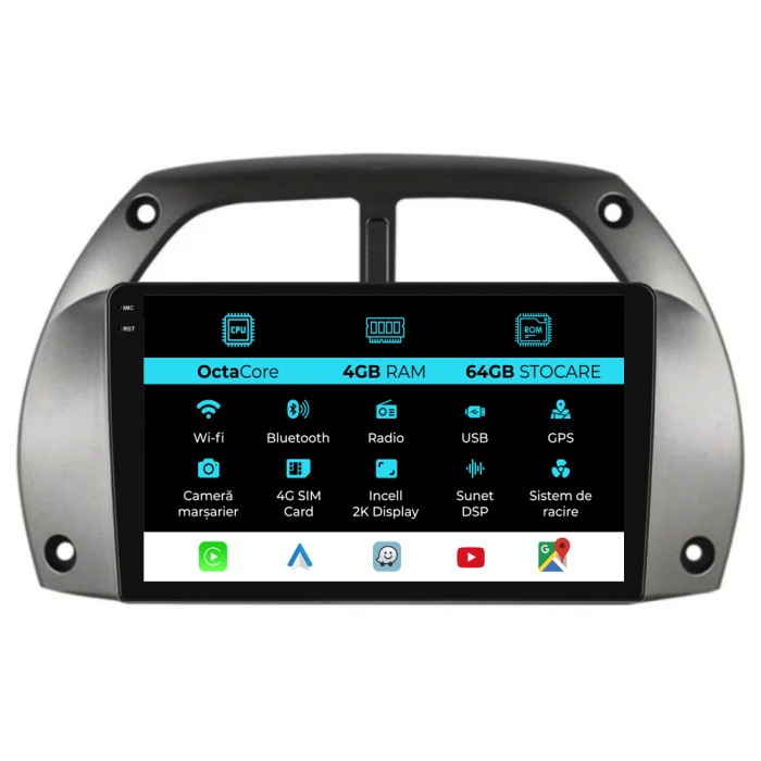 Navigatie Dedicata Toyota Rav 4 (2000-2005), 2K, 4Gb Ram, 64Gb Stocare, Carplay [1]