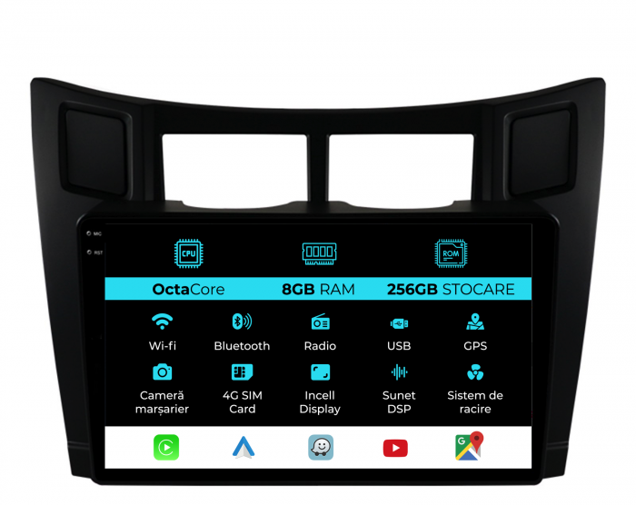 Navigatie Dedicata Toyota Yaris (2005-2011), 9Inch, 8Gb Ram, 256Gb Stocare, Carplay [1]
