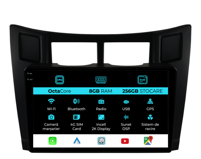 Navigatie Dedicata Toyota Yaris (2005-2011), 2K, 8Gb Ram, 256Gb Stocare, Carplay [1]
