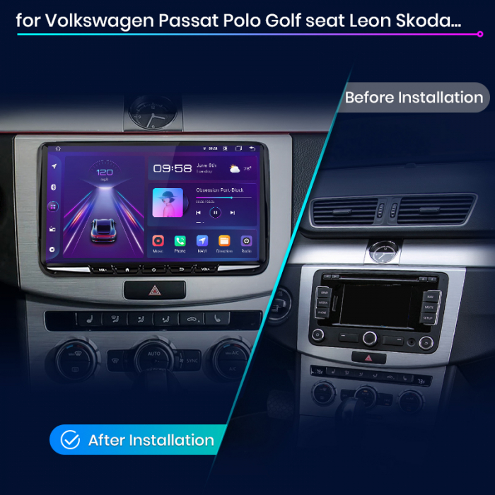 Navigatie Dedicata Volkswagen, 9Inch, 2Gb Ram, 64Gb stocare, Carplay [2]